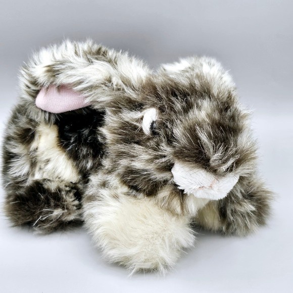 Bunny Rabbit Plush 8"  Realistic Fur Speckled Agouti Stuffed Animal Toy - Picture 1 of 6
